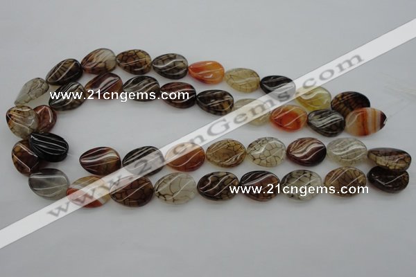 CAG4107 15.5 inches 15*20mm twisted oval dragon veins agate beads