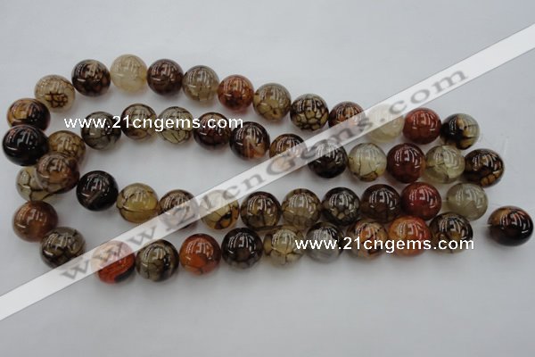 CAG4115 15.5 inches 16mm round dragon veins agate beads