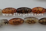 CAG4125 15.5 inches 8*16mm rice dragon veins agate beads