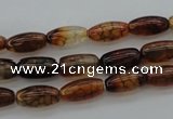 CAG4126 15.5 inches 6*12mm rice dragon veins agate beads