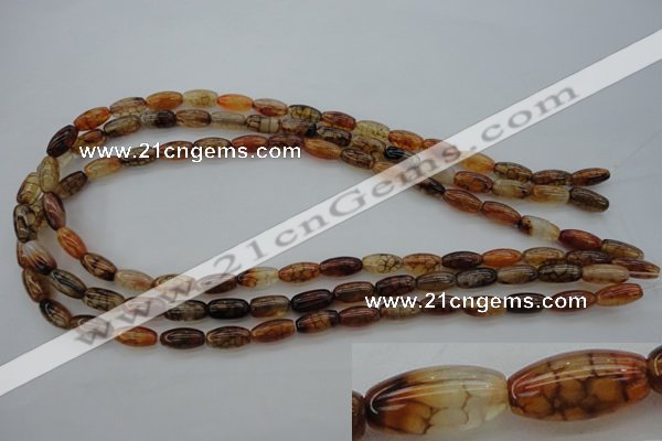 CAG4126 15.5 inches 6*12mm rice dragon veins agate beads