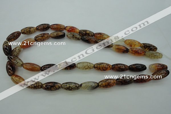 CAG4127 15.5 inches 10*20mm rice dragon veins agate beads