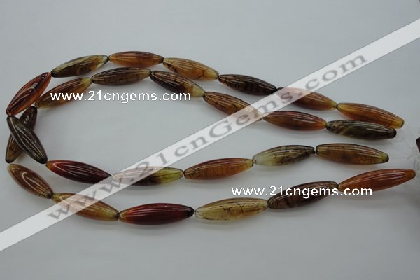 CAG4128 15.5 inches 8*30mm rice dragon veins agate beads