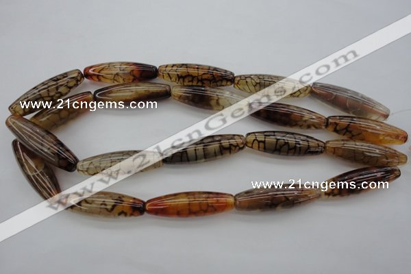 CAG4129 15.5 inches 12*40mm rice dragon veins agate beads