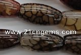 CAG4130 15.5 inches 15*30mm rice dragon veins agate beads