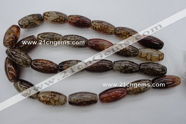 CAG4130 15.5 inches 15*30mm rice dragon veins agate beads