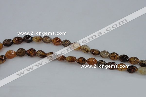 CAG4148 15.5 inches 6*10mm twisted rice dragon veins agate beads