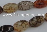 CAG4149 15.5 inches 6*12mm twisted rice dragon veins agate beads