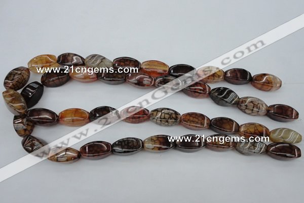 CAG4154 15.5 inches 10*20mm twisted rice dragon veins agate beads