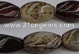 CAG4155 15.5 inches 13*25mm twisted rice dragon veins agate beads