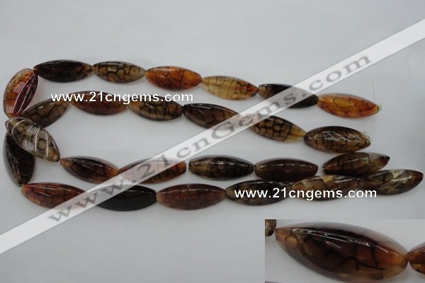CAG4160 15.5 inches 12*30mm trihedron dragon veins agate beads