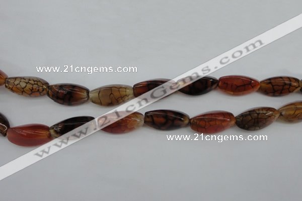 CAG4164 15.5 inches 10*20mm twisted trihedron dragon veins agate beads