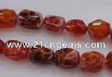 CAG4175 15.5 inches 9*12mm faceted nuggets natural fire agate beads