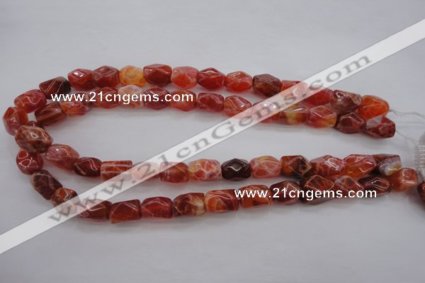 CAG4177 15.5 inches 10*14mm faceted nuggets natural fire agate beads