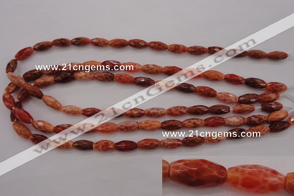 CAG4194 15.5 inches 8*14mm faceted rice natural fire agate beads