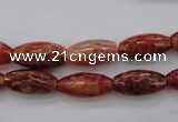 CAG4195 15.5 inches 8*16mm faceted rice natural fire agate beads