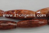 CAG4197 15.5 inches 10*30mm faceted rice natural fire agate beads