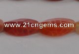 CAG4201 7*14mm faceted & twisted trihedron natural fire agate beads