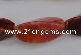 CAG4202 10*20mm faceted & twisted trihedron natural fire agate beads