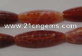 CAG4206 15.5 inches 10*30mm trihedron natural fire agate beads