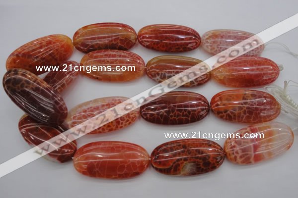 CAG4220 15.5 inches 25*50mm oval natural fire agate beads