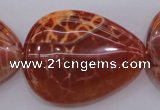 CAG4222 15.5 inches 30*40mm flat teardrop natural fire agate beads