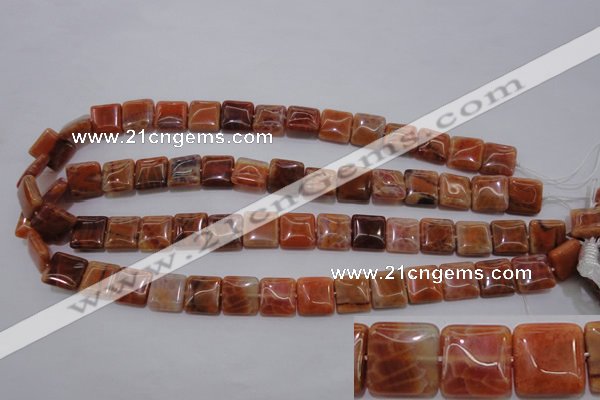 CAG4228 15.5 inches 12*12mm square natural fire agate beads