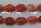 CAG4238 15.5 inches 10*14mm twisted oval natural fire agate beads