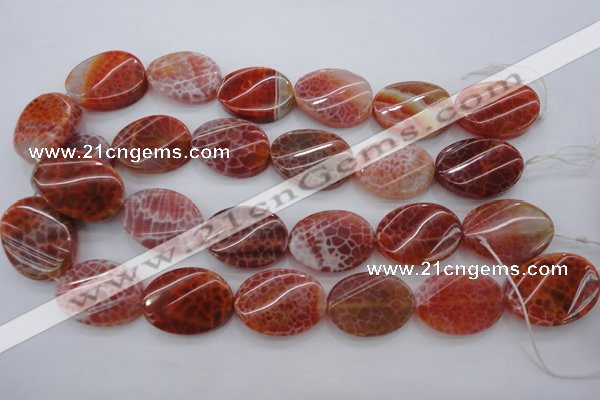 CAG4240 15.5 inches 22*30mm twisted oval natural fire agate beads