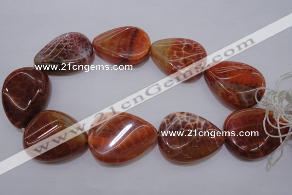 CAG4248 15.5 inches 30*40mm twisted flat teardrop natural fire agate beads