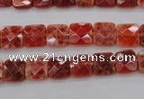 CAG4250 15.5 inches 8*8mm faceted square natural fire agate beads