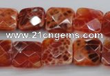 CAG4252 15.5 inches 16*16mm faceted square natural fire agate beads