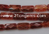 CAG4255 15.5 inches 7*14mm faceted square natural fire agate beads