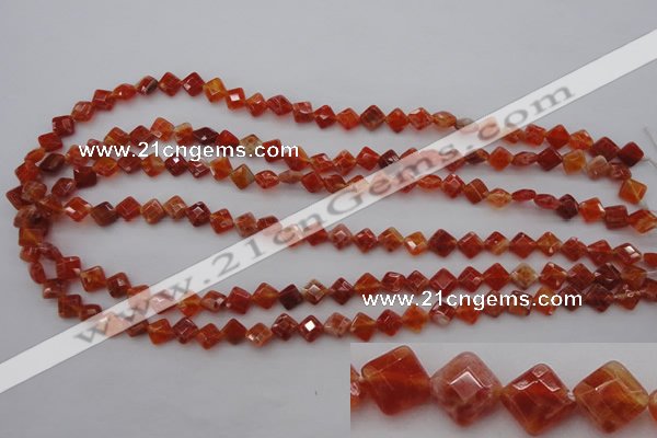 CAG4260 15.5 inches 6*6mm faceted diamond natural fire agate beads