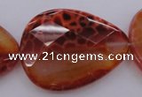 CAG4277 15.5 inches 30*40mm faceted flat teardrop natural fire agate beads