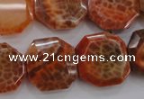 CAG4290 15.5 inches 20*20mm octagonal natural fire agate beads