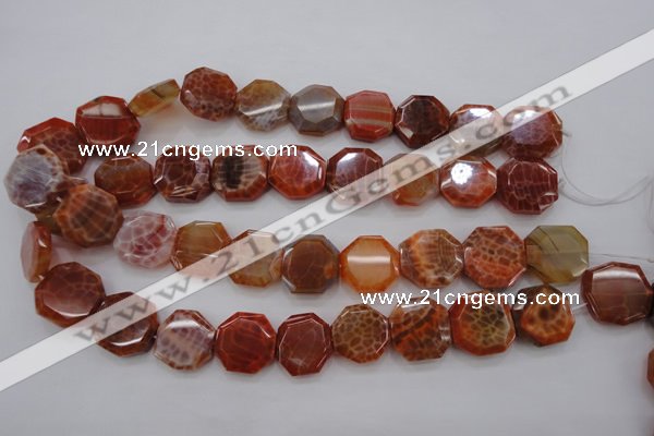 CAG4290 15.5 inches 20*20mm octagonal natural fire agate beads