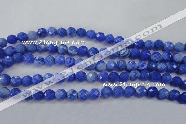 CAG4312 15.5 inches 8mm faceted round dyed blue fire agate beads