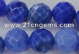 CAG4314 15.5 inches 12mm faceted round dyed blue fire agate beads