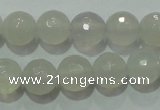 CAG4350 15.5 inches 8mm faceted round white agate beads wholesale