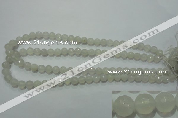 CAG4350 15.5 inches 8mm faceted round white agate beads wholesale