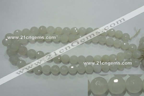 CAG4351 15.5 inches 10mm faceted round white agate beads wholesale