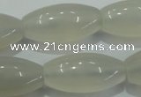 CAG4355 15.5 inches 15*30mm rice white agate beads wholesale