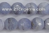 CAG4364 15.5 inches 12mm faceted round blue lace agate beads