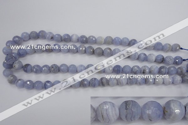 CAG4364 15.5 inches 12mm faceted round blue lace agate beads