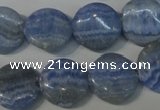 CAG4380 15.5 inches 16mm flat round dyed blue lace agate beads