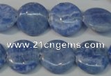 CAG4381 15.5 inches 18mm flat round dyed blue lace agate beads