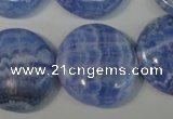 CAG4383 15.5 inches 25mm flat round dyed blue lace agate beads