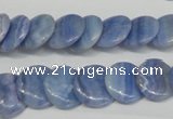 CAG4392 15.5 inches 14mm flat round dyed blue lace agate beads