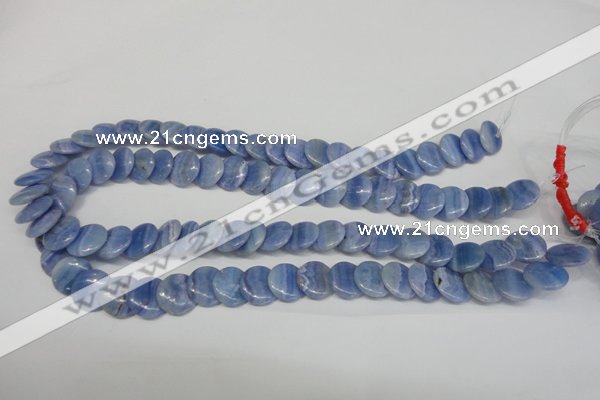 CAG4392 15.5 inches 14mm flat round dyed blue lace agate beads